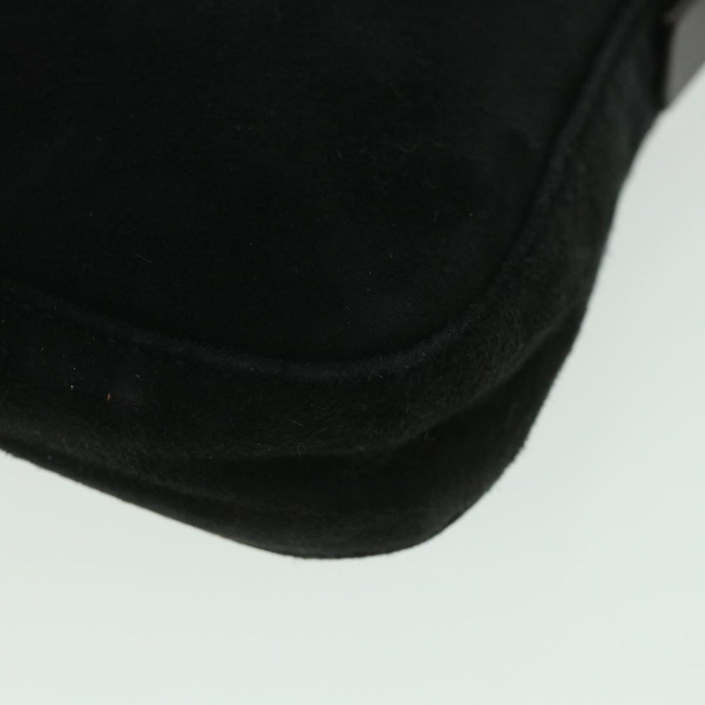 FENDI Mamma Baguette Shoulder Bag Suede Blackyk9075