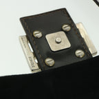 FENDI Mamma Baguette Shoulder Bag Suede Blackyk9075