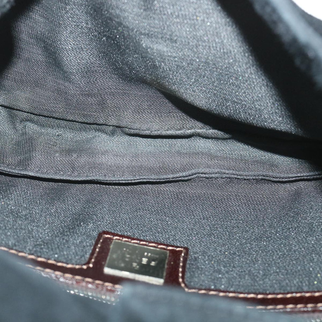 FENDI Mamma Baguette Shoulder Bag Suede Blackyk9075