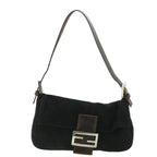FENDI Mamma Baguette Shoulder Bag Suede Blackyk9075