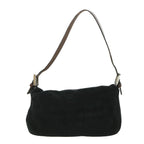 FENDI Mamma Baguette Shoulder Bag Suede Blackyk9075