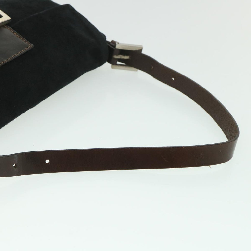 FENDI Mamma Baguette Shoulder Bag Suede Blackyk9075