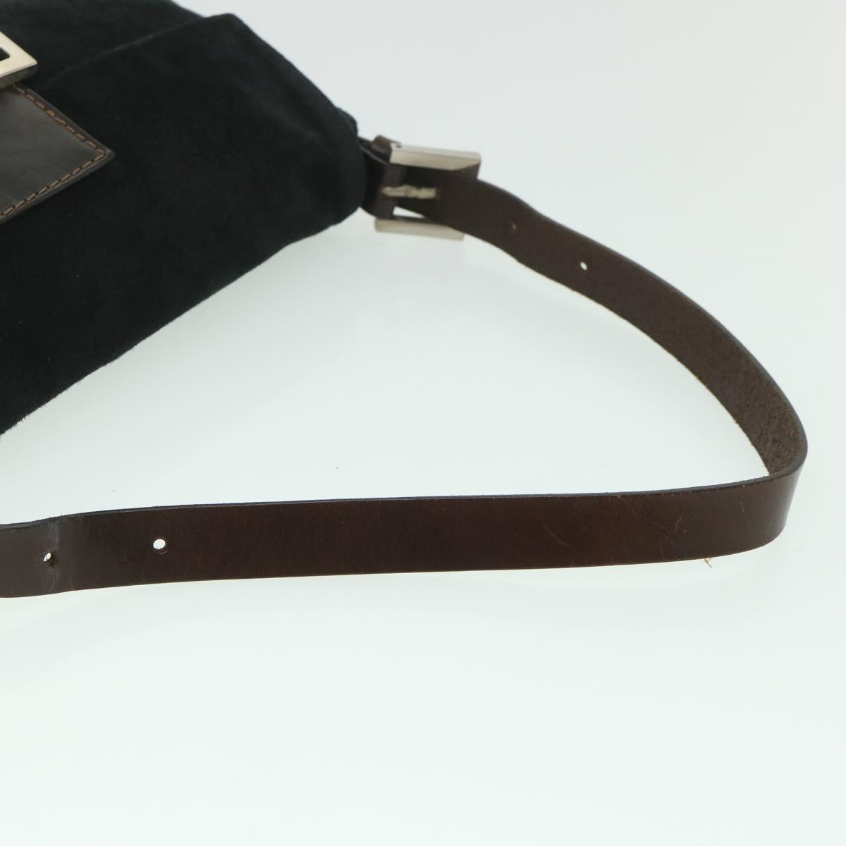 FENDI Mamma Baguette Shoulder Bag Suede Blackyk9075