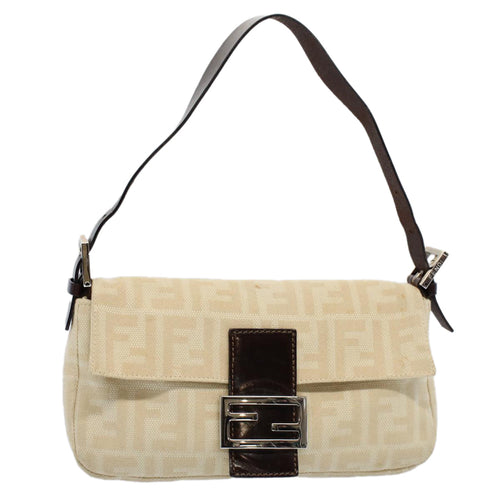 FENDI Zucca Canvas Mamma Baguette Shoulder Bag Beige 3505 26424 008yk9079