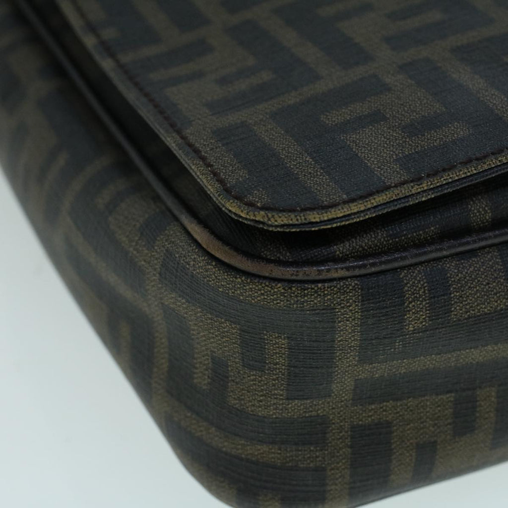 FENDI Zucca Canvas Shoulder Bag Black Brownyk9104