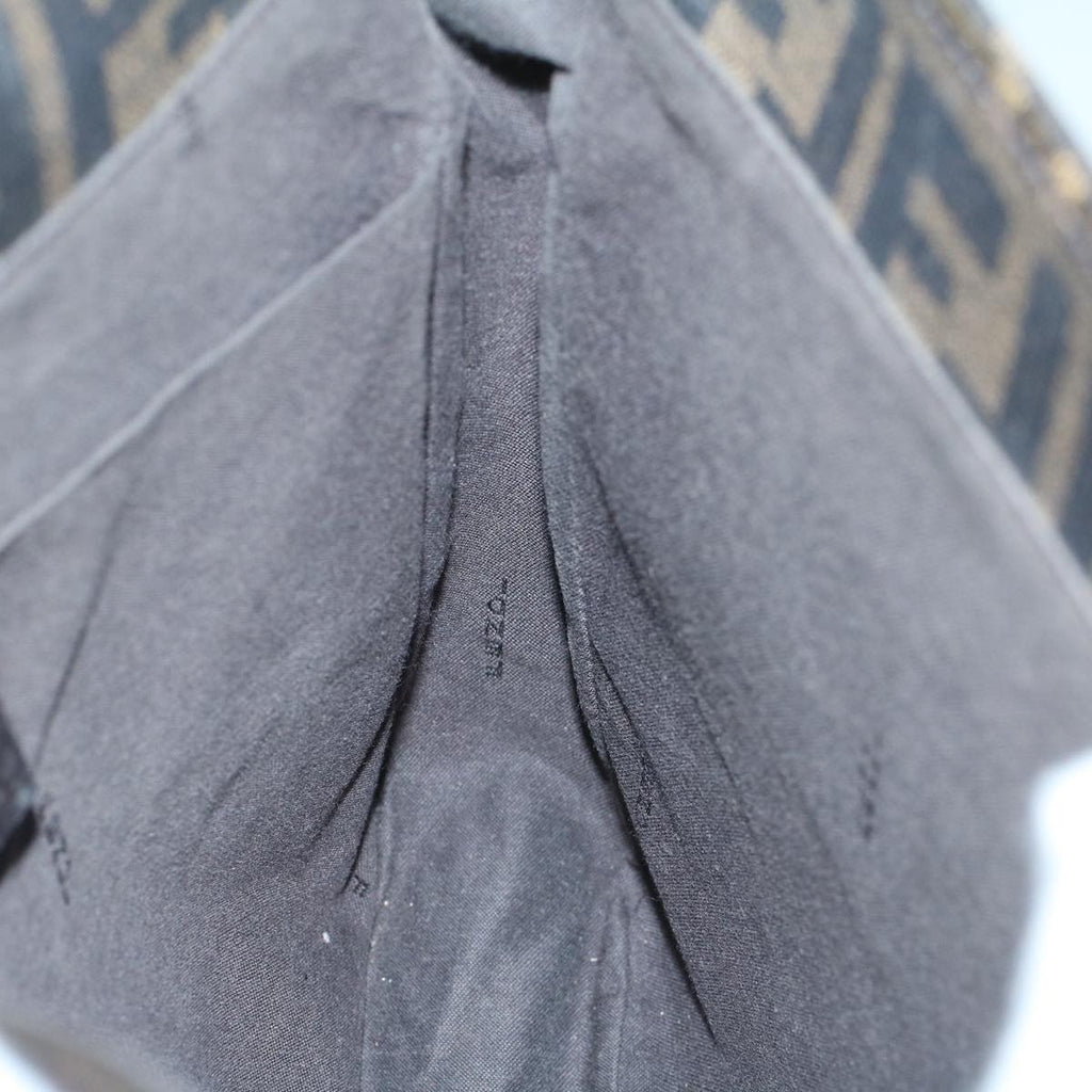 FENDI Zucca Canvas Shoulder Bag Black Brownyk9104