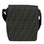 FENDI Zucca Canvas Shoulder Bag Black Brownyk9104