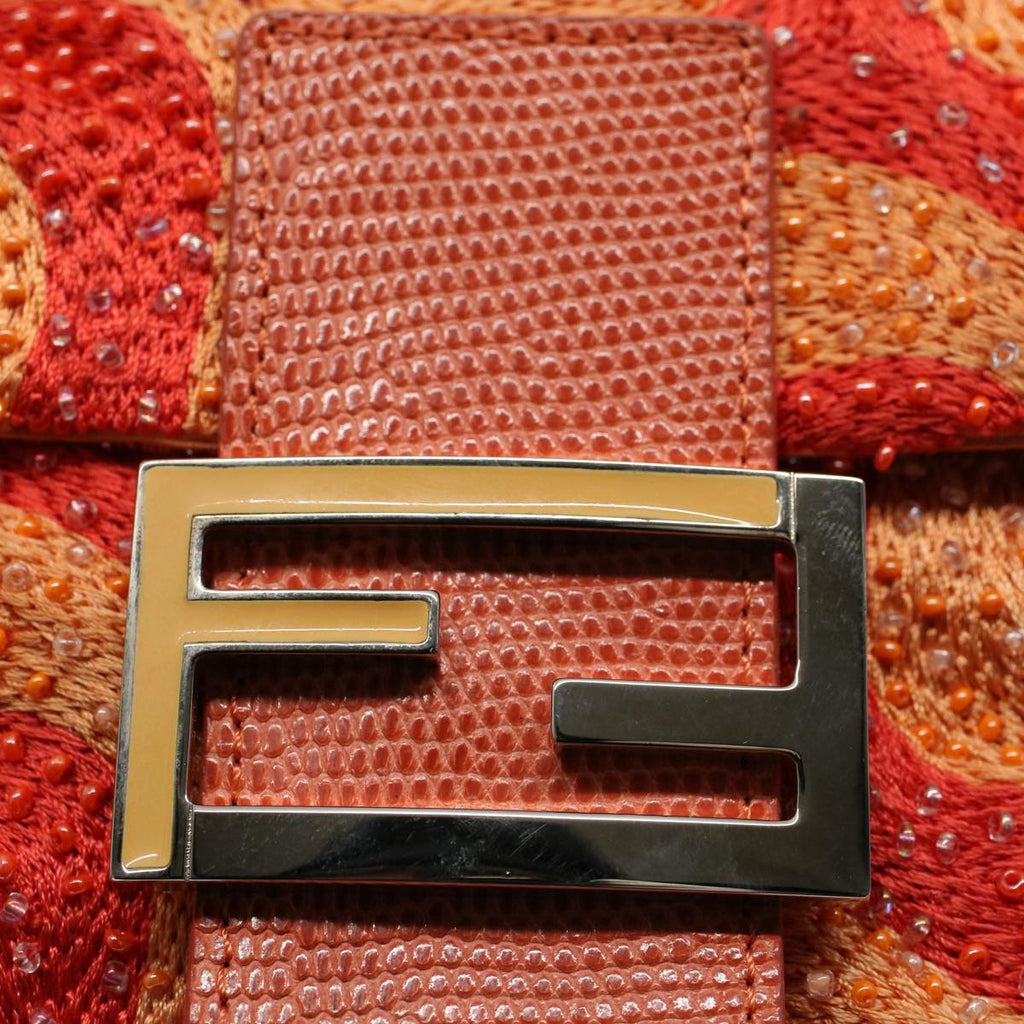 FENDI Mamma Baguette Shoulder Bag Beads Orange 2454 26424 018yk9167