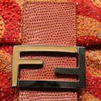 FENDI Mamma Baguette Shoulder Bag Beads Orange 2454 26424 018yk9167