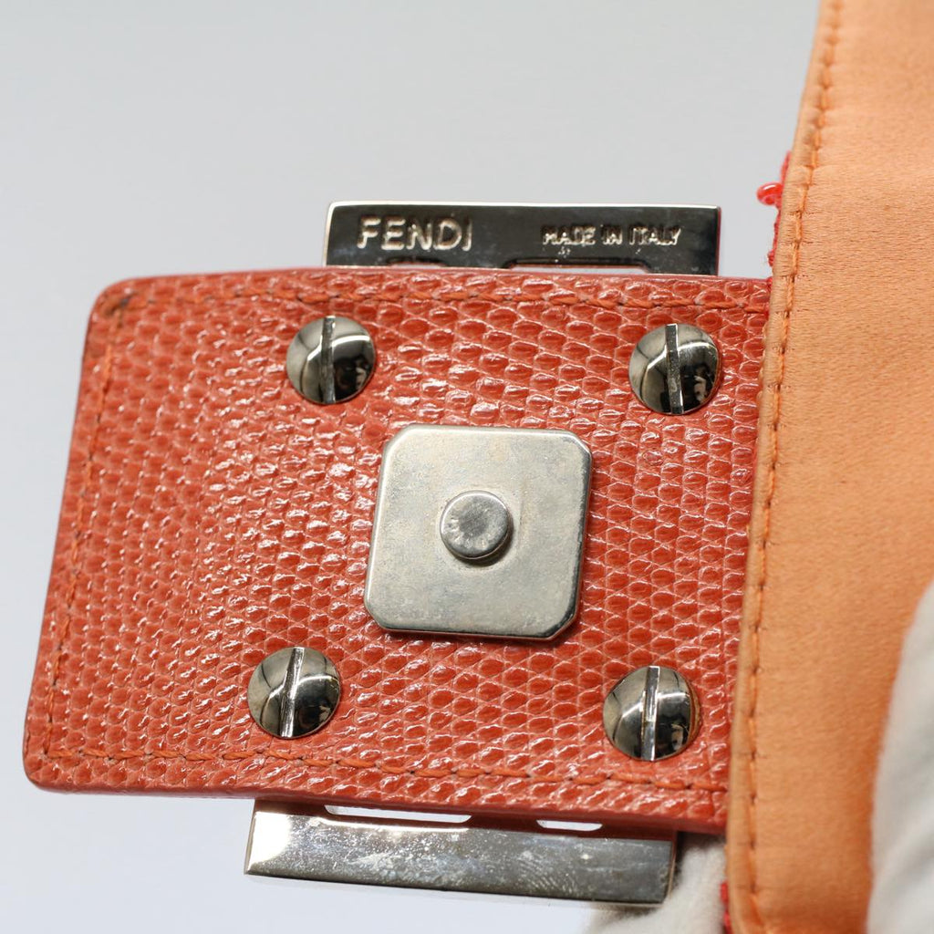 FENDI Mamma Baguette Shoulder Bag Beads Orange 2454 26424 018yk9167