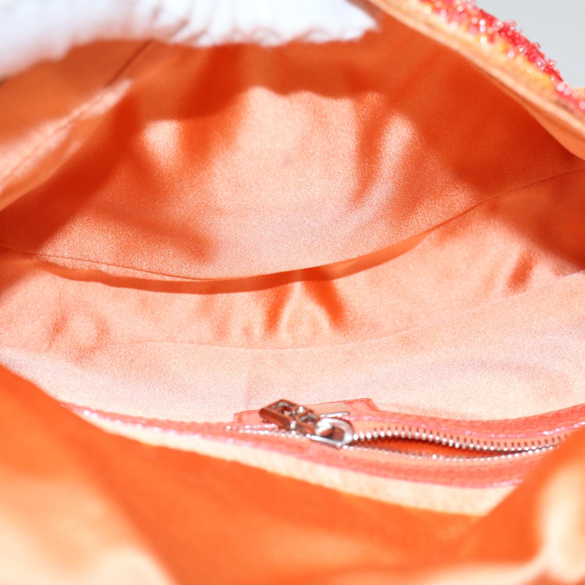 FENDI Mamma Baguette Shoulder Bag Beads Orange 2454 26424 018yk9167