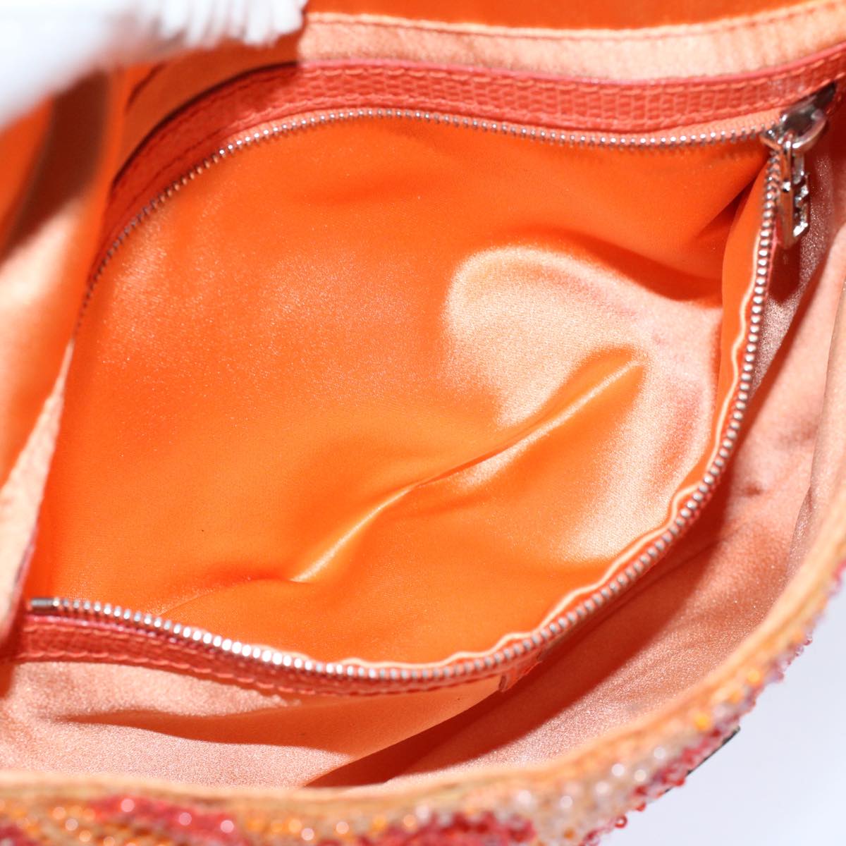 FENDI Mamma Baguette Shoulder Bag Beads Orange 2454 26424 018yk9167