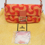 FENDI Mamma Baguette Shoulder Bag Beads Orange 2454 26424 018yk9167
