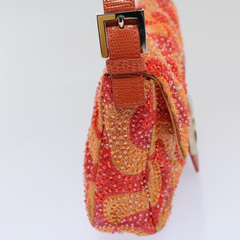 FENDI Mamma Baguette Shoulder Bag Beads Orange 2454 26424 018yk9167