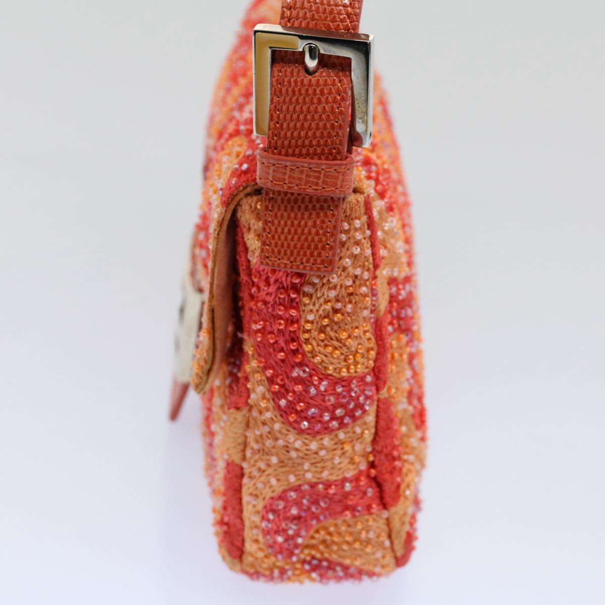 FENDI Mamma Baguette Shoulder Bag Beads Orange 2454 26424 018yk9167