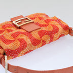 FENDI Mamma Baguette Shoulder Bag Beads Orange 2454 26424 018yk9167