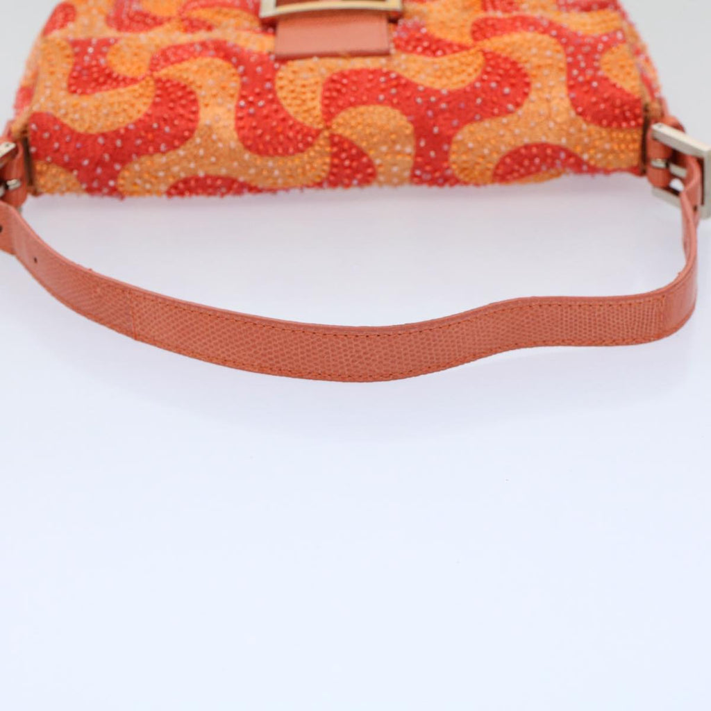 FENDI Mamma Baguette Shoulder Bag Beads Orange 2454 26424 018yk9167