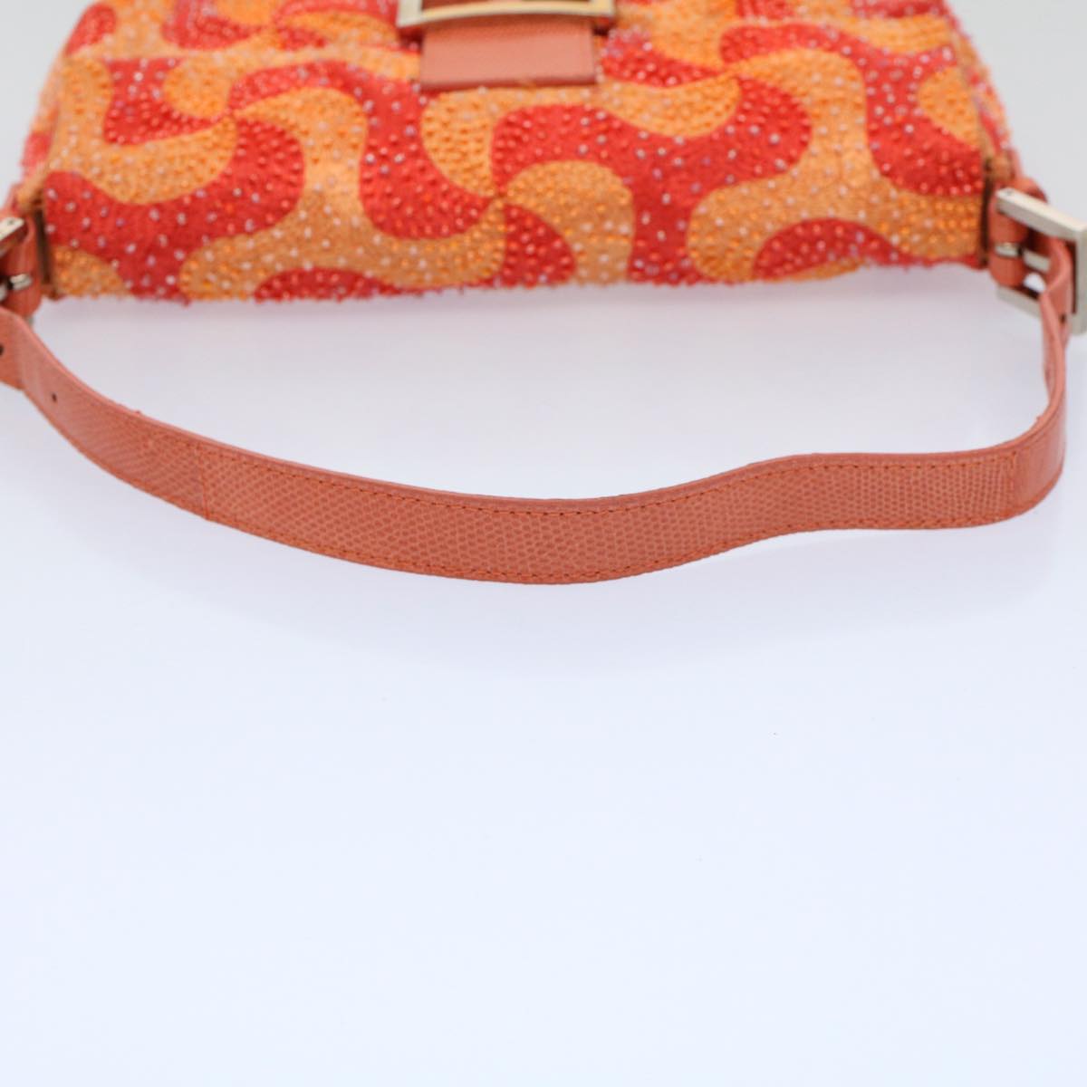 FENDI Mamma Baguette Shoulder Bag Beads Orange 2454 26424 018yk9167