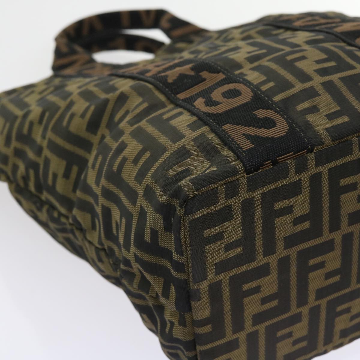 FENDI Zucca Canvas Hand Bag Black Brownyk9170