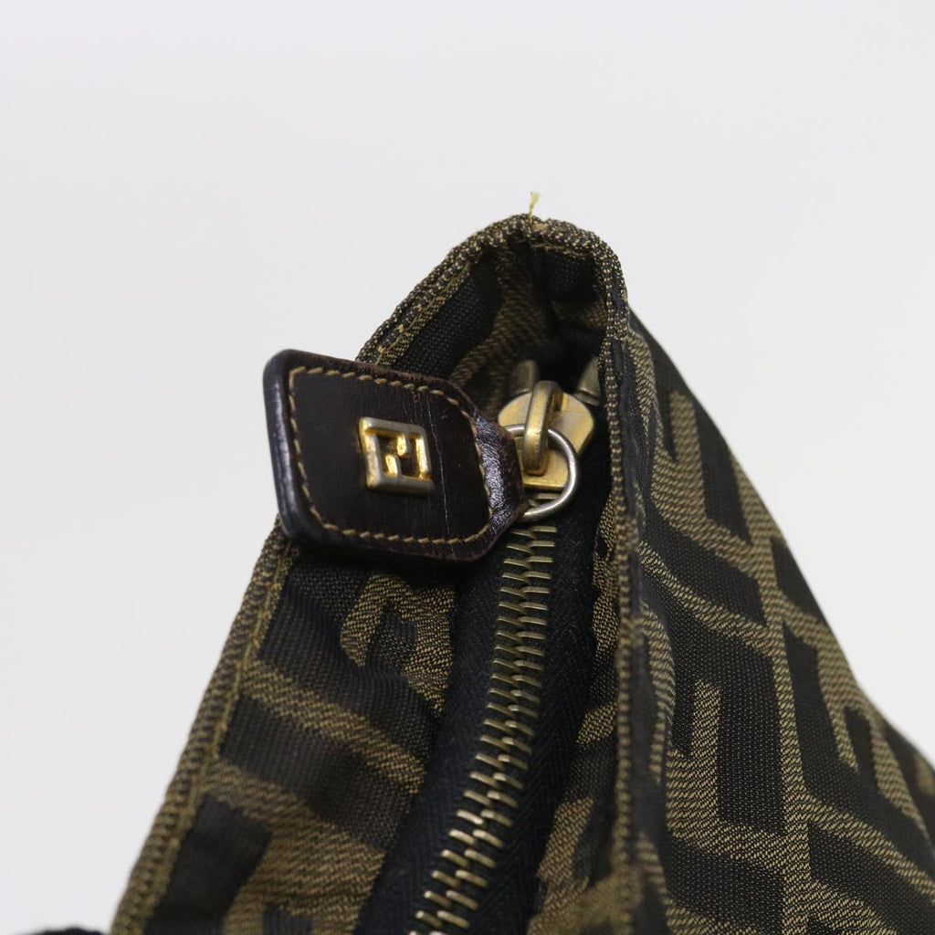 FENDI Zucca Canvas Hand Bag Black Brownyk9170
