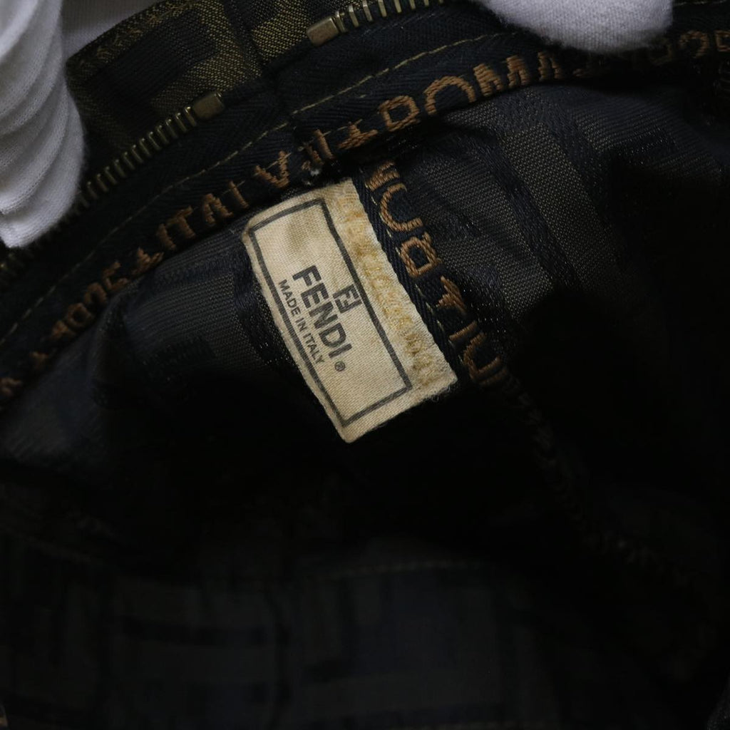 FENDI Zucca Canvas Hand Bag Black Brownyk9170
