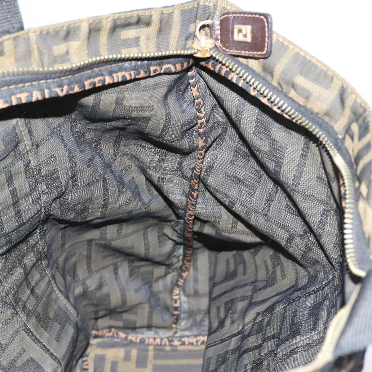 FENDI Zucca Canvas Hand Bag Black Brownyk9170