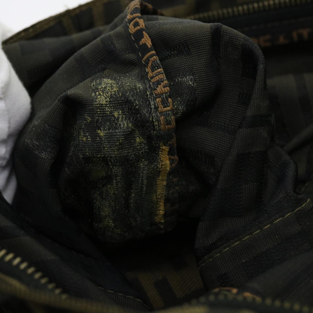 FENDI Zucca Canvas Hand Bag Black Brownyk9170