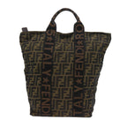FENDI Zucca Canvas Hand Bag Black Brownyk9170