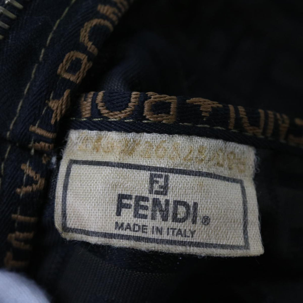 FENDI Zucca Canvas Hand Bag Black Brownyk9170