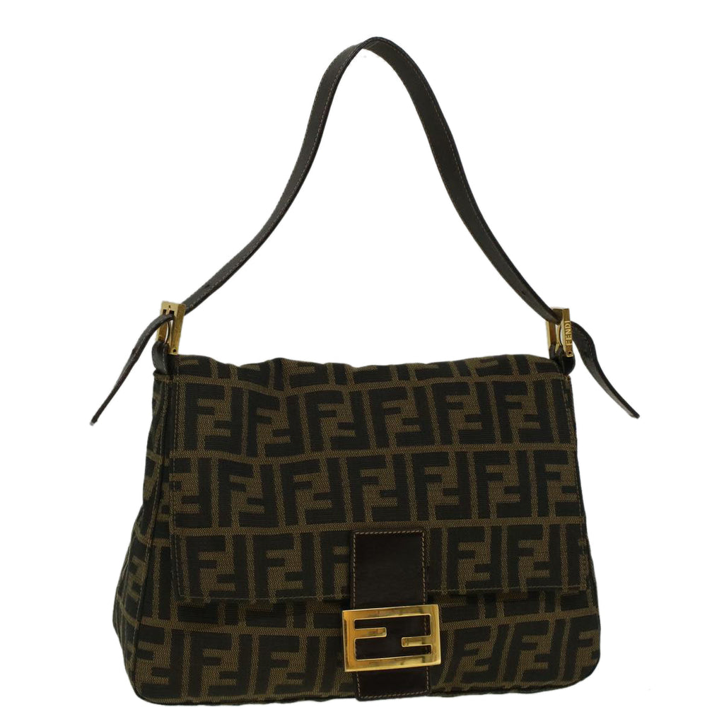 FENDI Zucca Canvas Mamma Baguette Shoulder Bag Brownyk9181