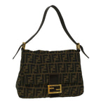 FENDI Zucca Canvas Mamma Baguette Shoulder Bag Brownyk9181