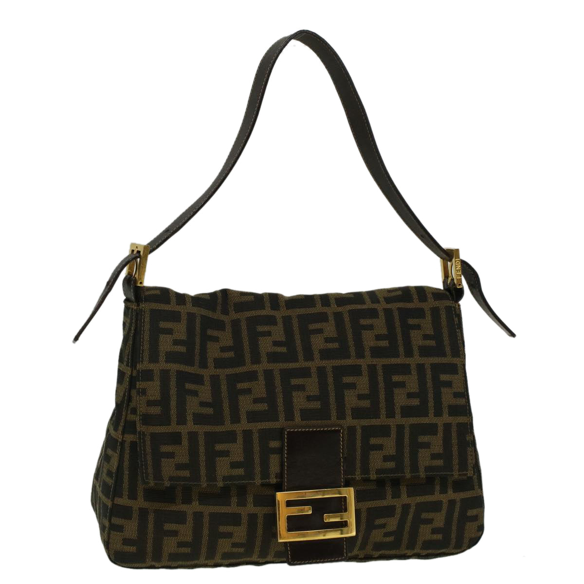 FENDI Zucca Canvas Mamma Baguette Shoulder Bag Brownyk9181