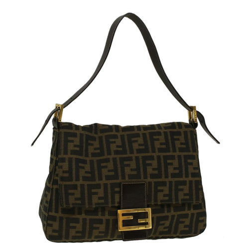 FENDI Zucca Canvas Mamma Baguette Shoulder Bag Brownyk9181