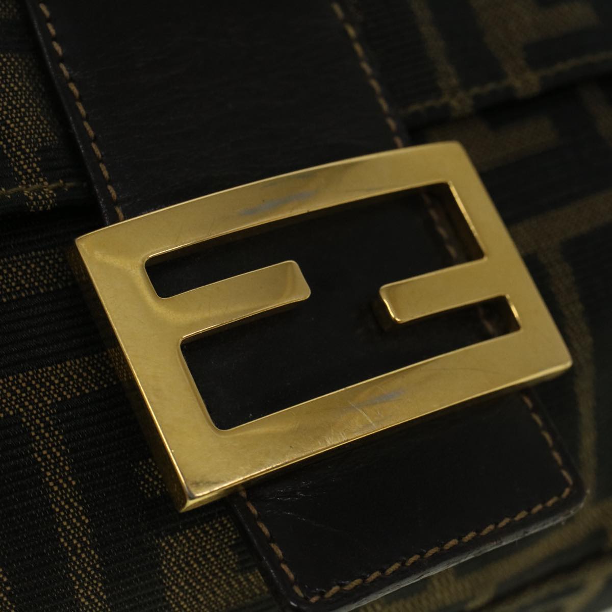 FENDI Zucca Canvas Mamma Baguette Shoulder Bag Brownyk9181