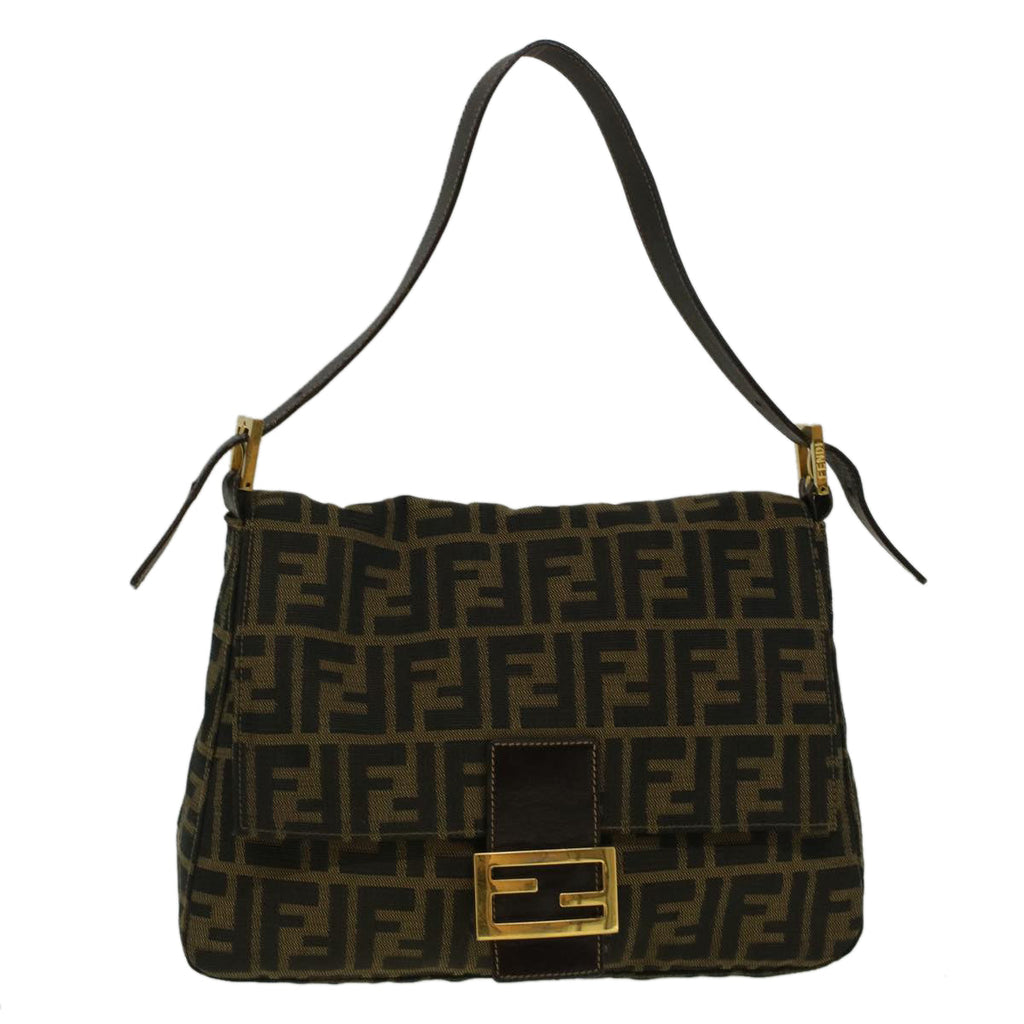 FENDI Zucca Canvas Mamma Baguette Shoulder Bag Brownyk9181