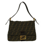 FENDI Zucca Canvas Mamma Baguette Shoulder Bag Brownyk9181