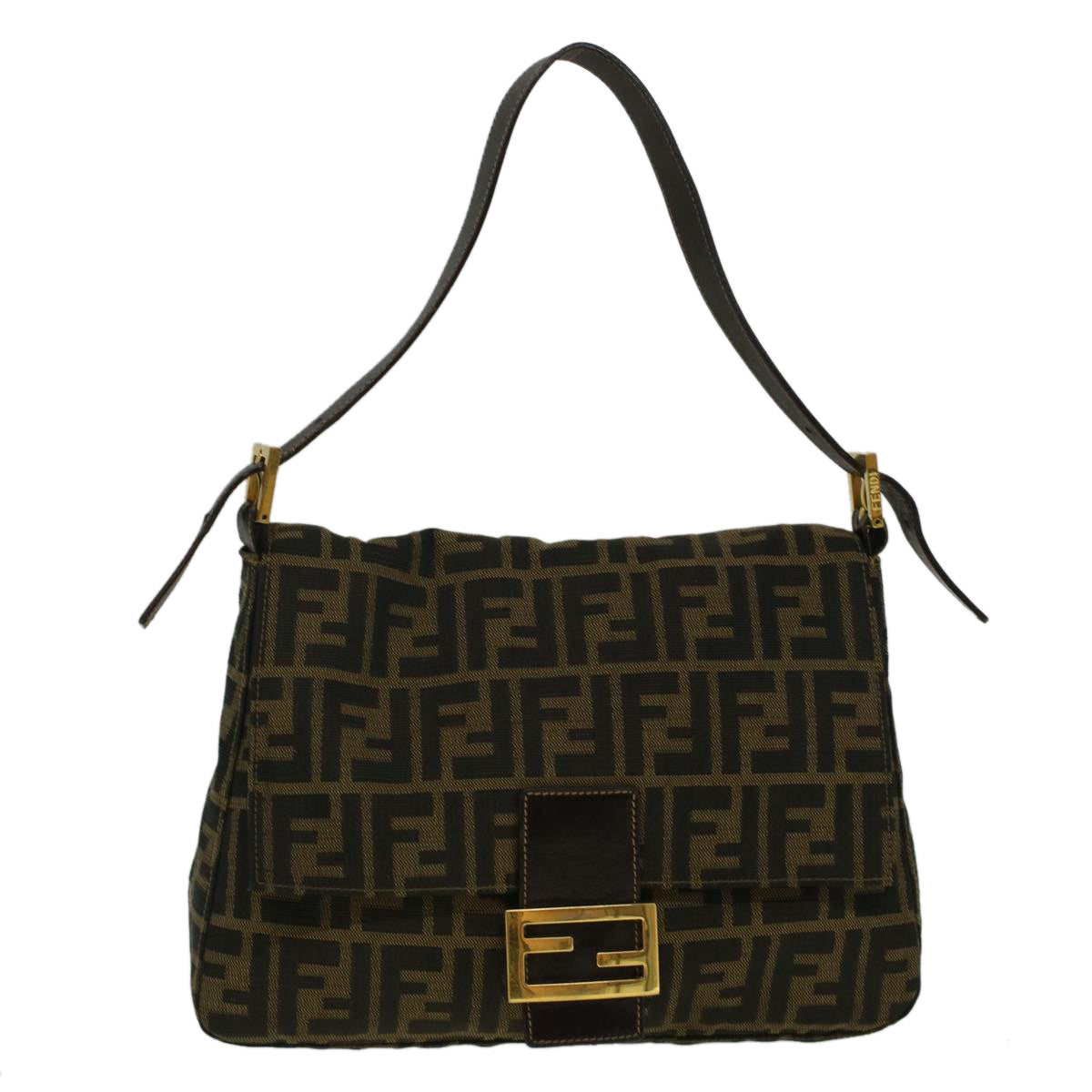 FENDI Zucca Canvas Mamma Baguette Shoulder Bag Brownyk9181
