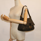 FENDI Zucca Canvas Mamma Baguette Shoulder Bag Brownyk9181