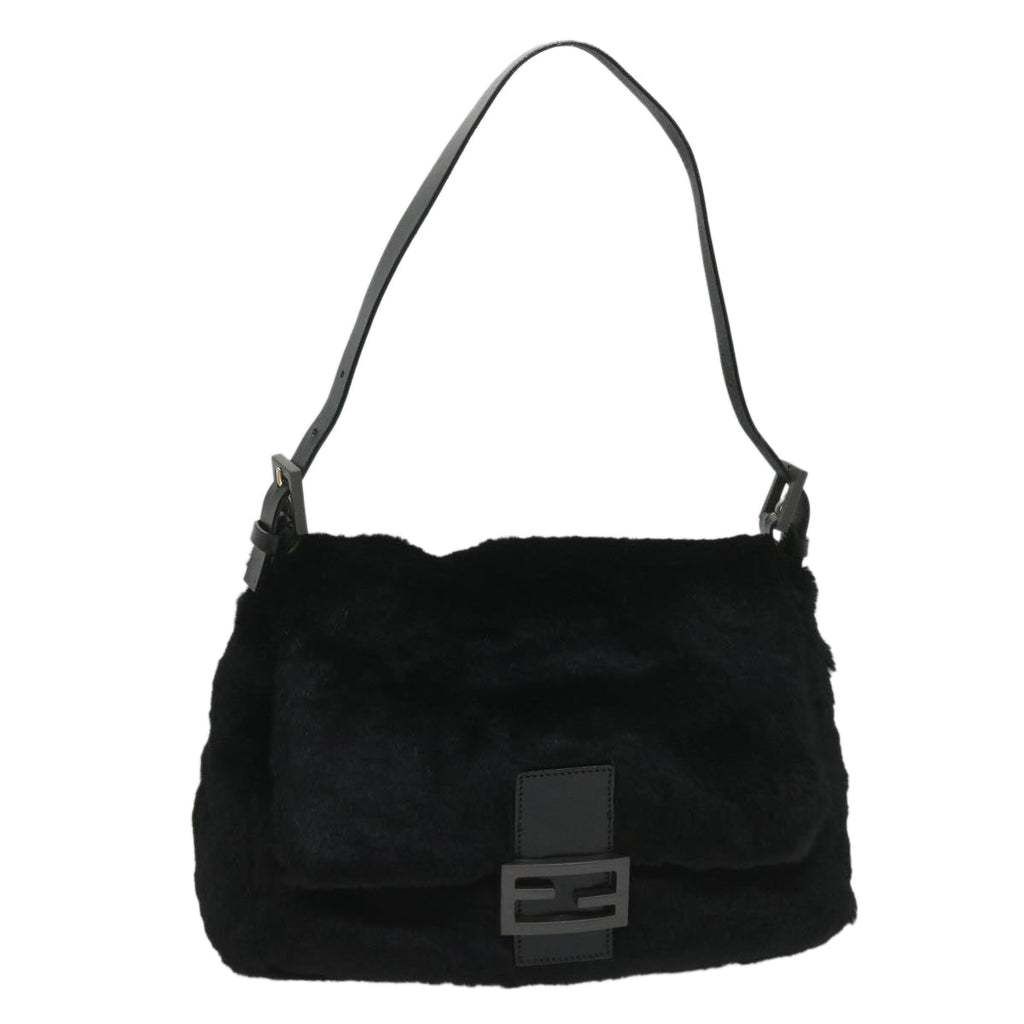 FENDI Mamma Baguette Shoulder Bag Fur Blackyk9200