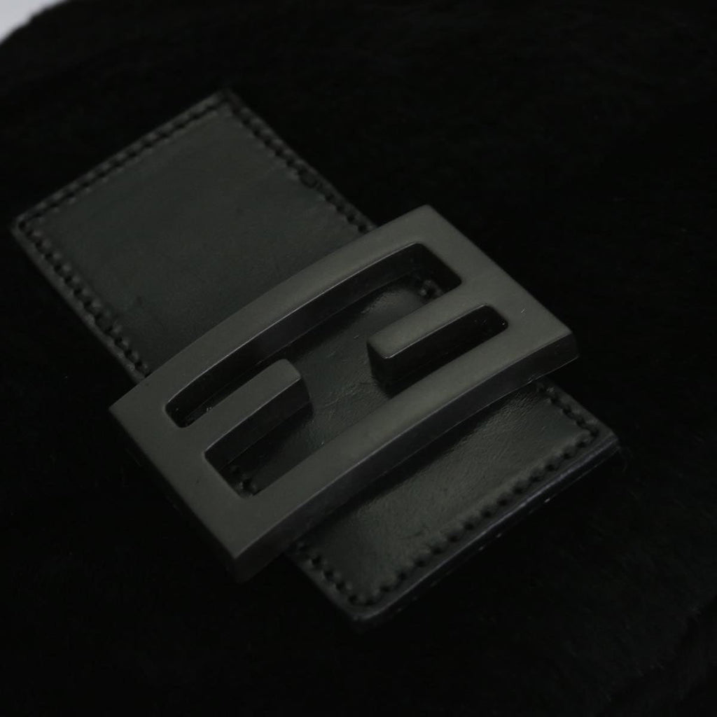 FENDI Mamma Baguette Shoulder Bag Fur Blackyk9200