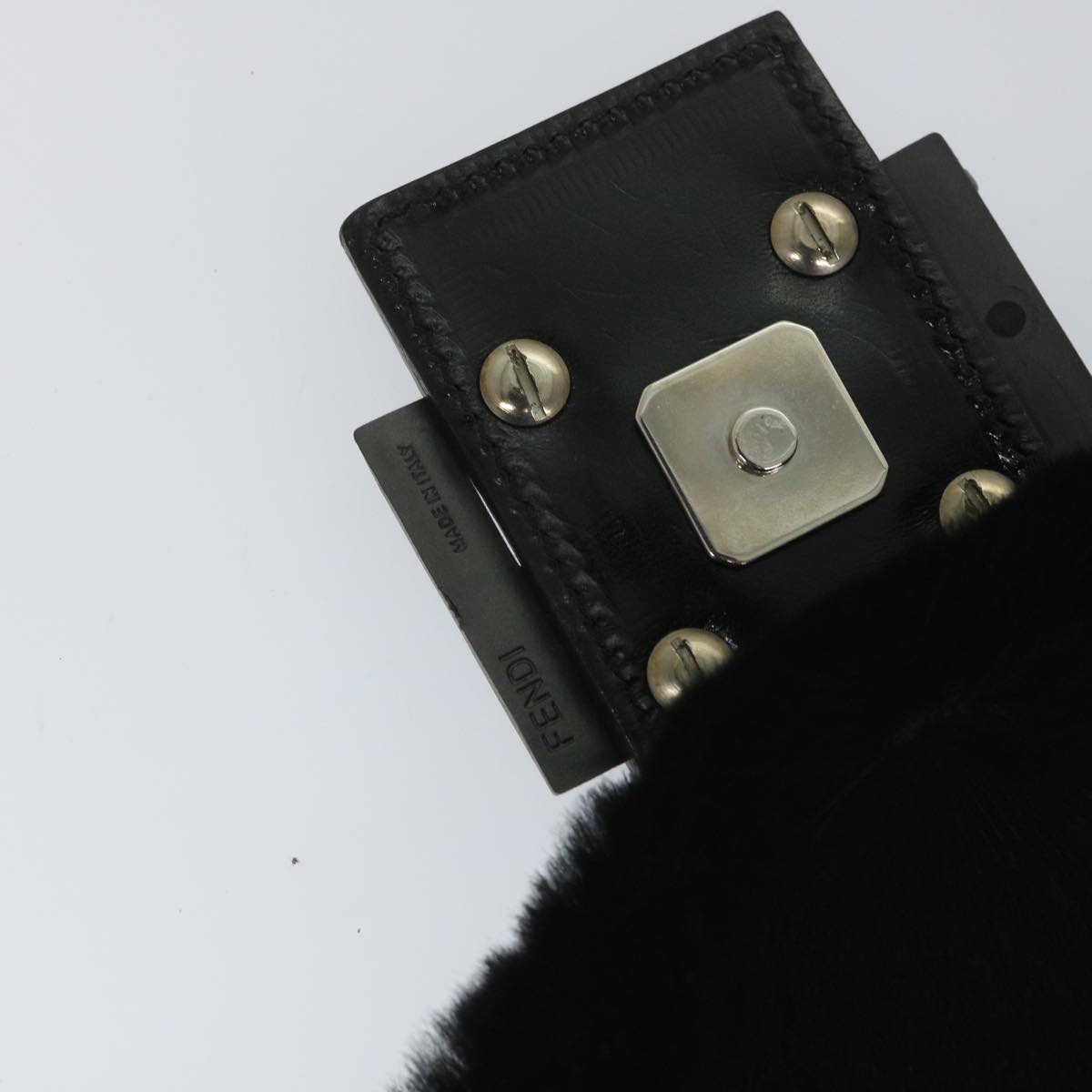 FENDI Mamma Baguette Shoulder Bag Fur Blackyk9200