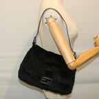 FENDI Mamma Baguette Shoulder Bag Fur Blackyk9200