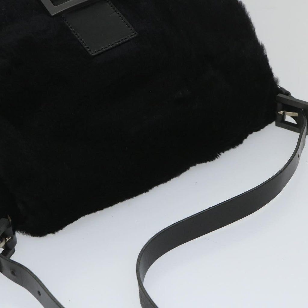 FENDI Mamma Baguette Shoulder Bag Fur Blackyk9200