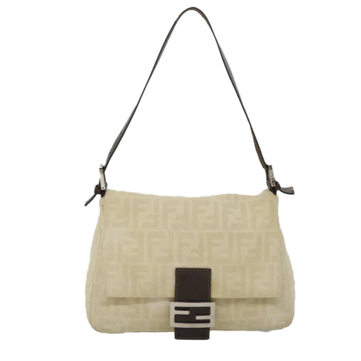 FENDI Zucca Canvas Mamma Baguette Shoulder Bag Beigeyk9224