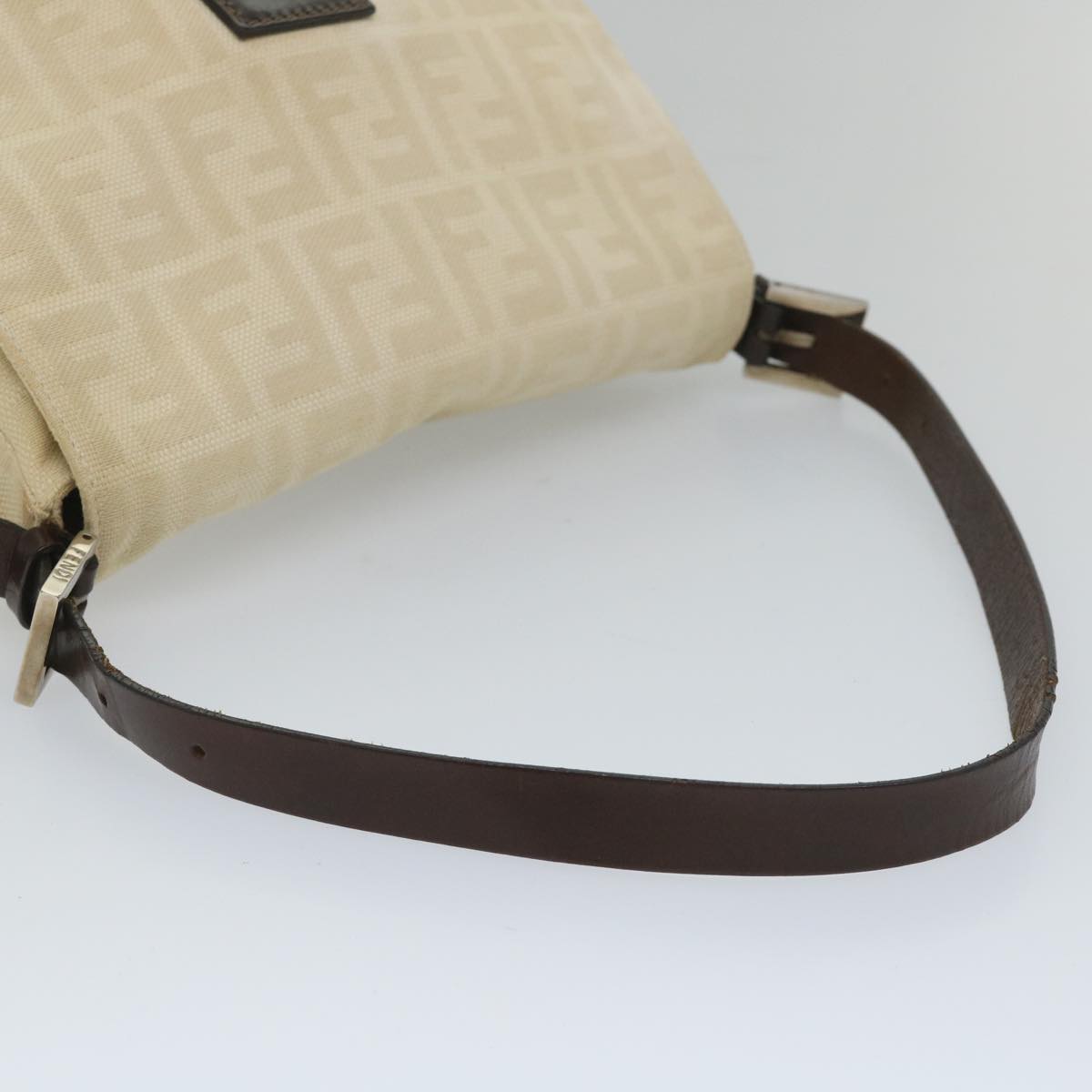 FENDI Zucca Canvas Mamma Baguette Shoulder Bag Beigeyk9224