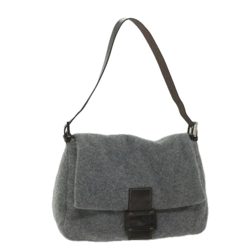 FENDI Mamma Baguette Shoulder Bag Wool Gray 2354 26325 099yk9247