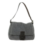 FENDI Mamma Baguette Shoulder Bag Wool Gray 2354 26325 099yk9247