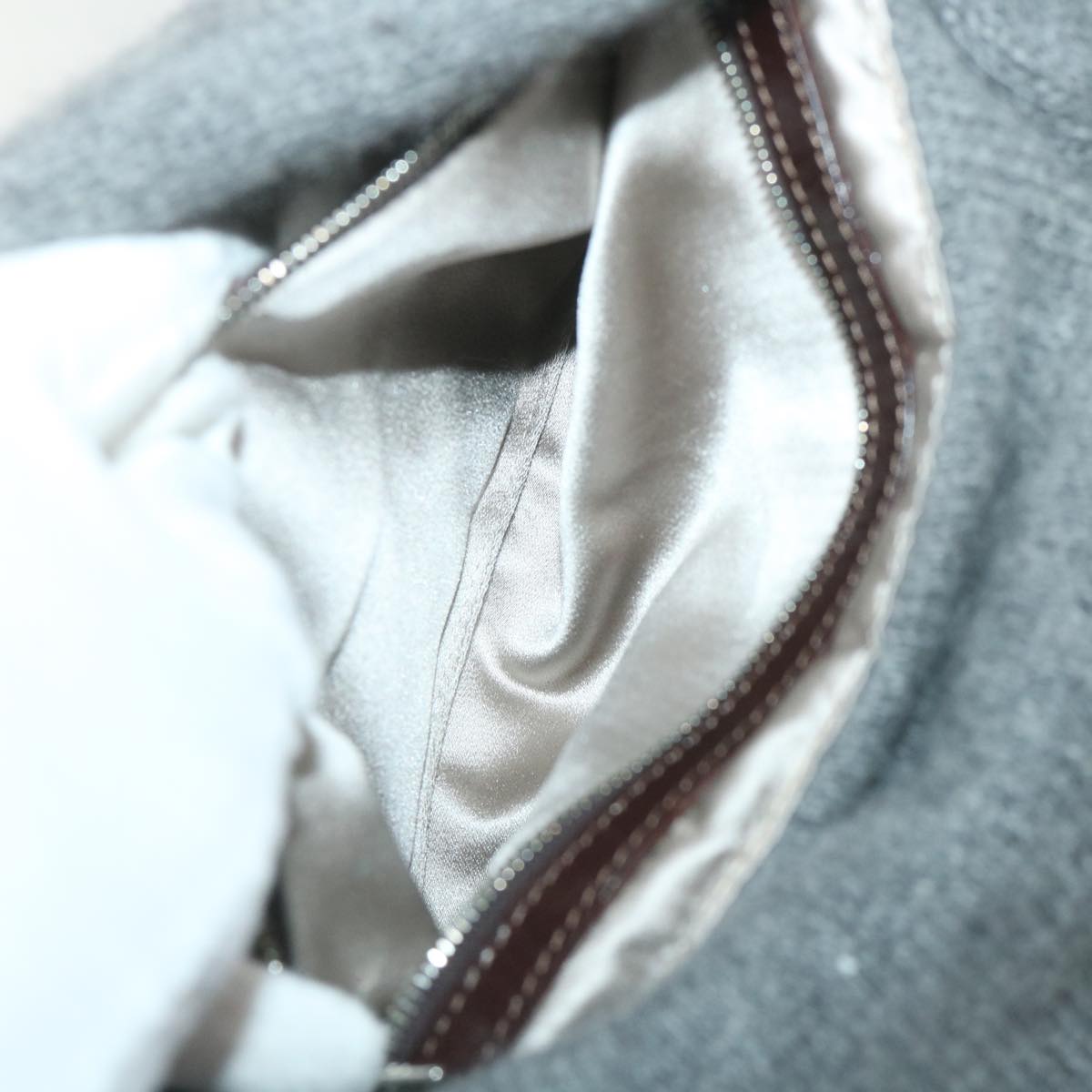 FENDI Mamma Baguette Shoulder Bag Wool Gray 2354 26325 099yk9247