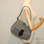 FENDI Mamma Baguette Shoulder Bag Wool Gray 2354 26325 099yk9247
