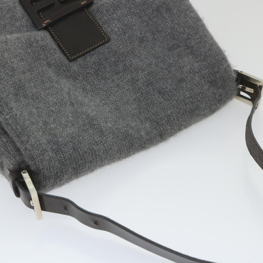 FENDI Mamma Baguette Shoulder Bag Wool Gray 2354 26325 099yk9247